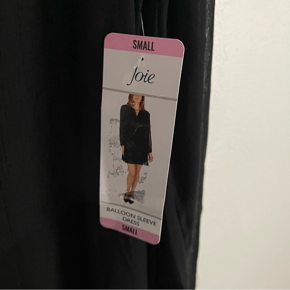 New Joie Black Caviar Sheer Balloon Sleeve Button Front Midi Dress size small - Picture 4 of 8